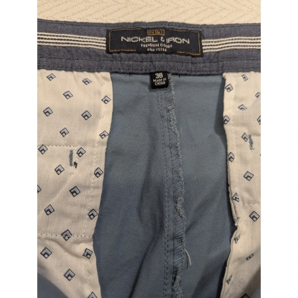 Nickel & Iron‎ Mens Stretch Chino Shorts Blue Gray NWT Form Function